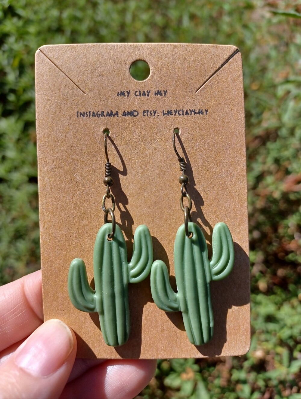 Light Green Clay Cactus Earrings